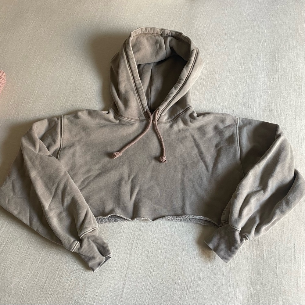 Aritzia Women's Tan Cropped Hoodie